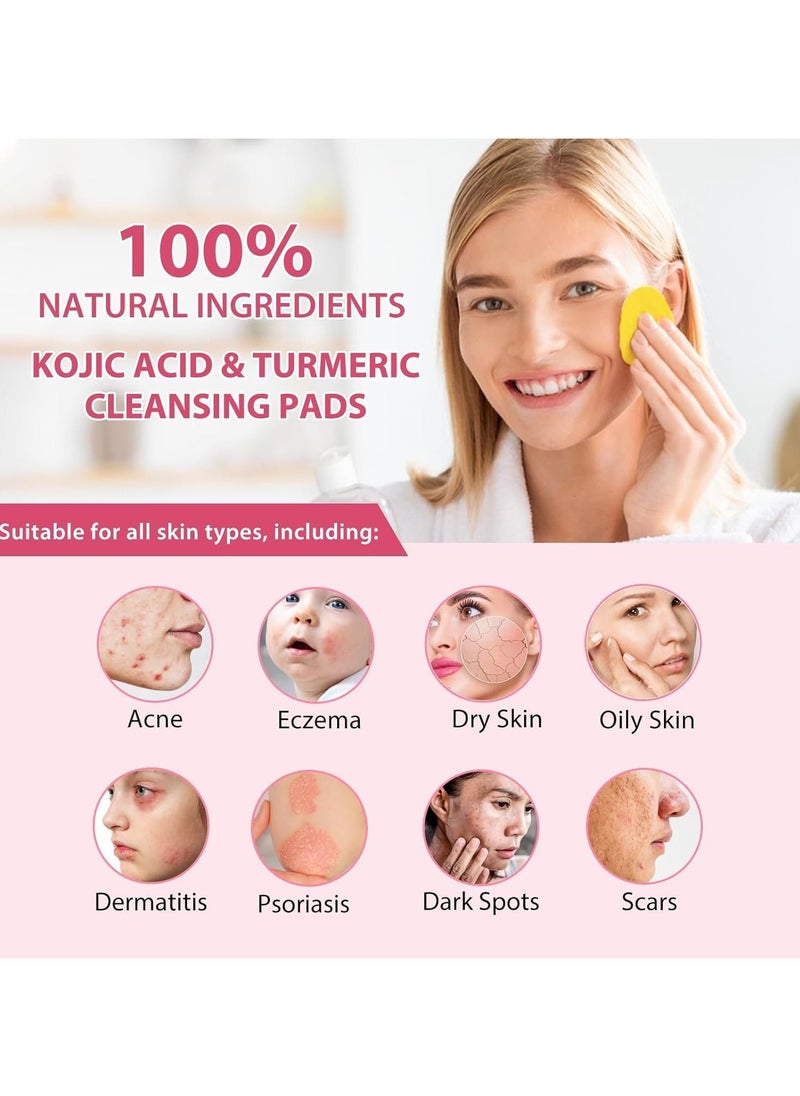 Jaysuing 60Pcs Kojic Acid & Turmeric Cleansing Pads For Dark Spots | Turmeric Kojic Acid Cleansing Pads Helps Balance Skin Oil & Water, Fade Spot, Remove Excess Keratin, Clean Oil Refines Pores  - Image 5