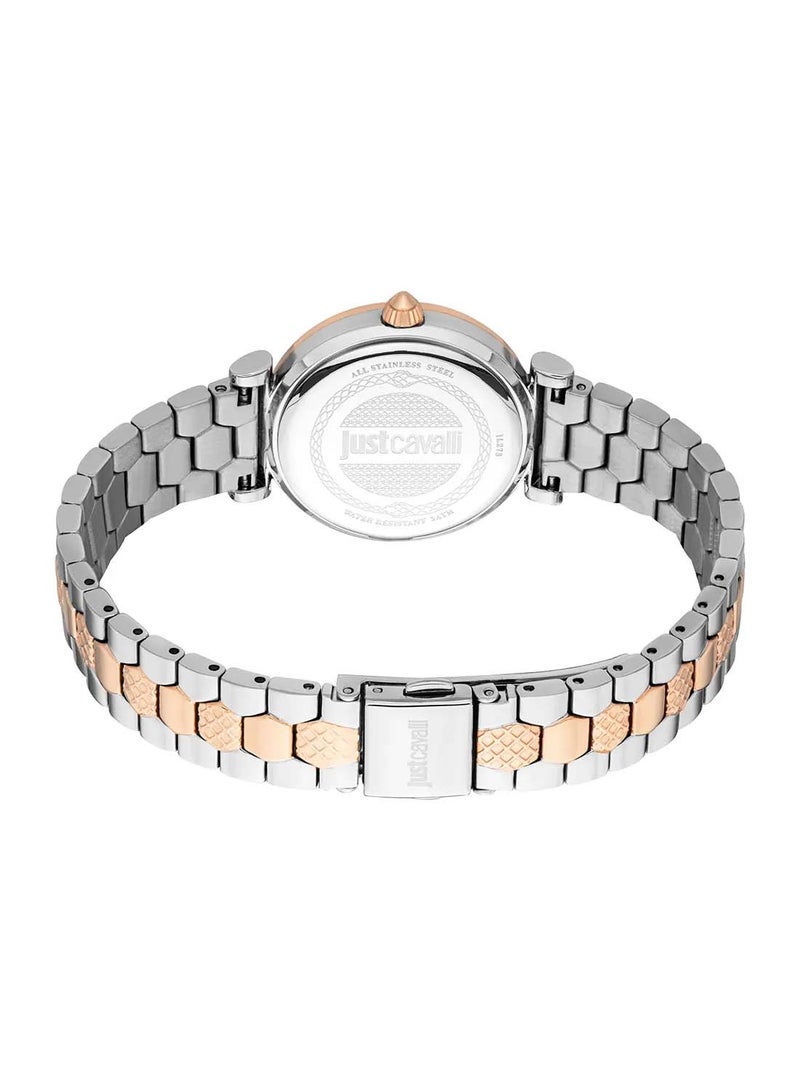 Just Cavalli ساعة يد نسائية دائرية الشكل من الفولاذ المقاوم للصدأ JC1L273M0095 - 30 مم - Image 3