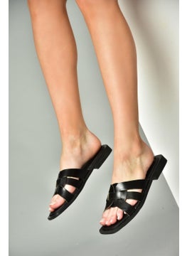 Fox Shoes S291045603 Black Leather Women's Slippers  - Image 5