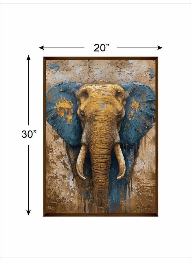 Artsense لوحة فنية من قماش خشبي لفيل محظوظ مزينة بإطار 20x30 بوصة (51x70 سم) (فيل محظوظ، طباعة حيوانات) - Image 2