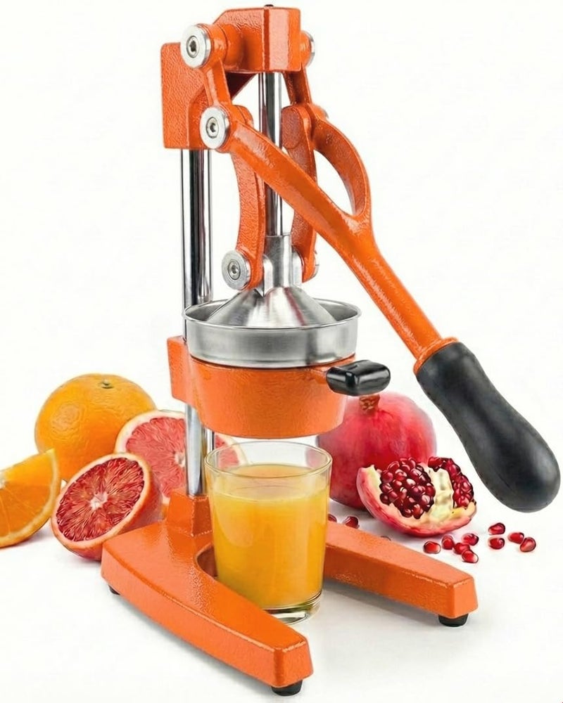 Eurolux Ultra-Premium Cast Iron Juicer | Extra-Large, Heavy Duty, Commercial Grade, Stainless Steel Manual Hand Press Citrus Squeezer For Fresh Orange Juice, Pomegranate, Lemon, and Much More (Orange) - Image 1
