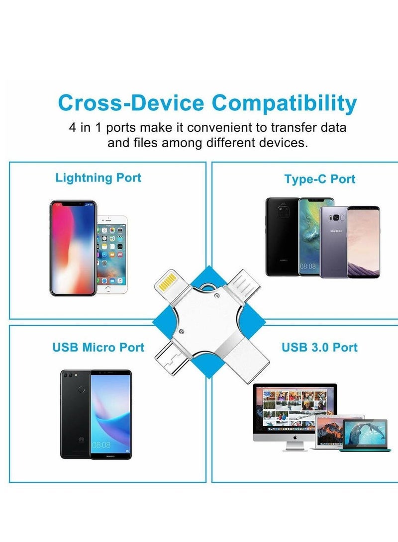 Gravity High Speed 4 In 1 Multi-function OTG USB Flash Drive Type-C Pen drive 3.0 Memory Disk For iPad Android iOS PC 256GB) - Image 4