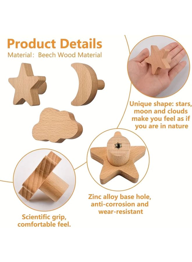 5pcs Cloud Moon Star Wooden Wall Hooks Nordic Style Decorative Cabinet Door Handles - Image 4