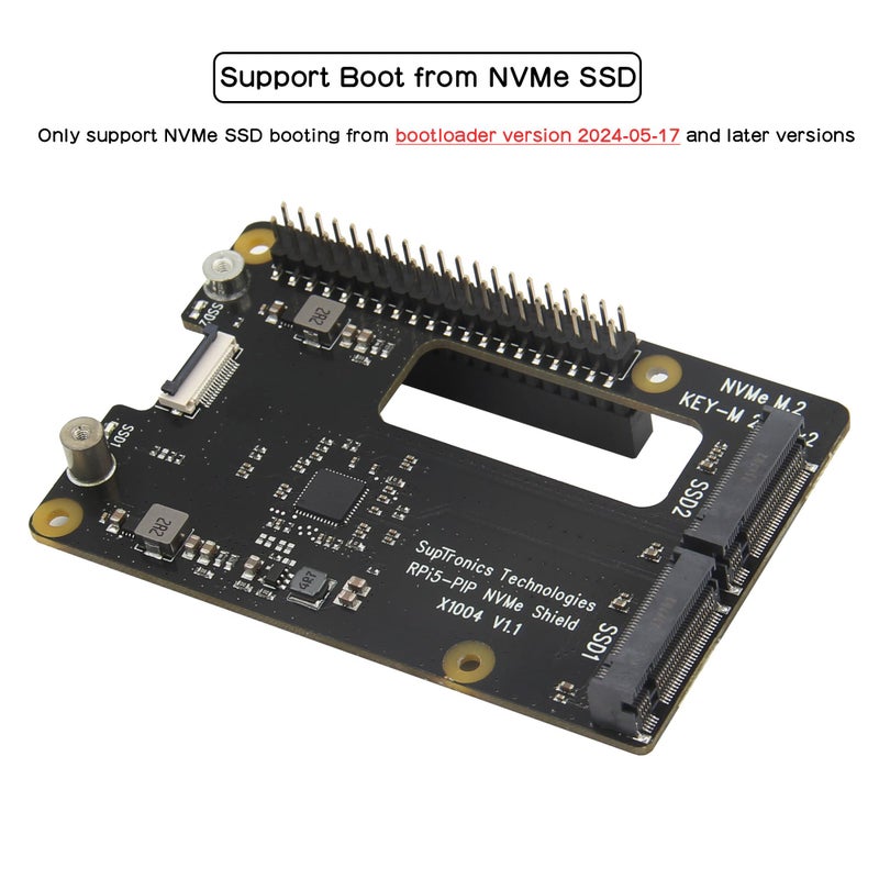 Geekworm X1004 PCIe to Dual M.2 HAT NVMe 2280 SSD PCIe Peripheral Board for Raspberry Pi 5 16GB/8GB/4GB/2GB - Image 5