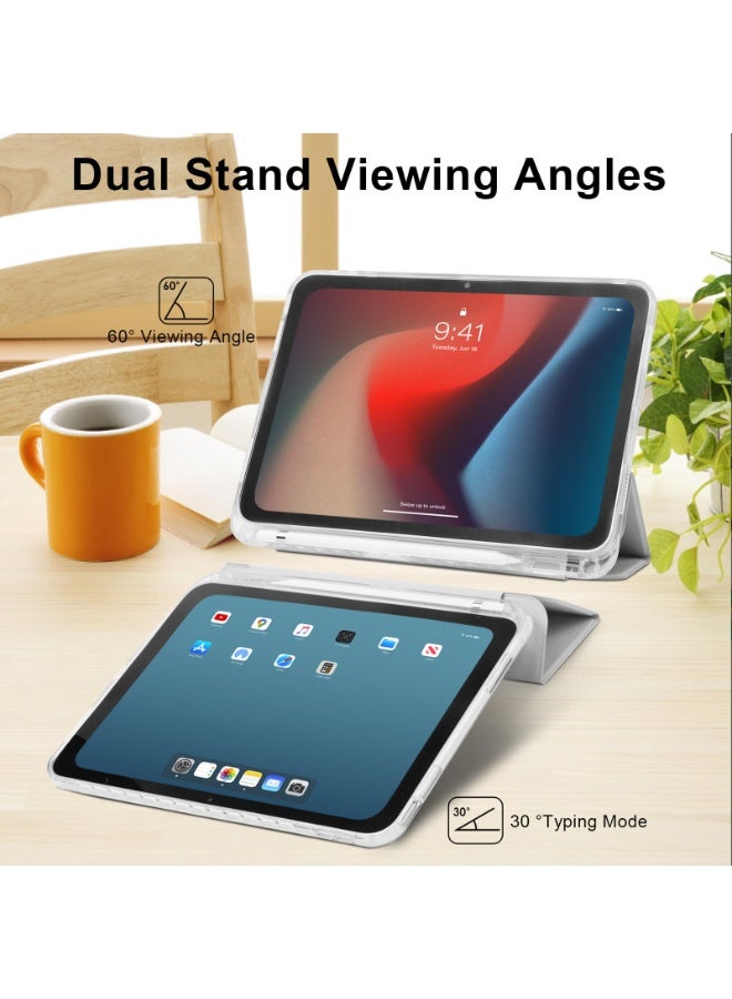 for Honor Pad X9a 11.5 InchCase Cover ,Transparent Airbag With Pen Slot For Anti Drop, Tablet Protective Cover, Triple Fold Multi Angle Design, Automatic Wake-up/sleep, Soft Leather，Grey  - Image 4