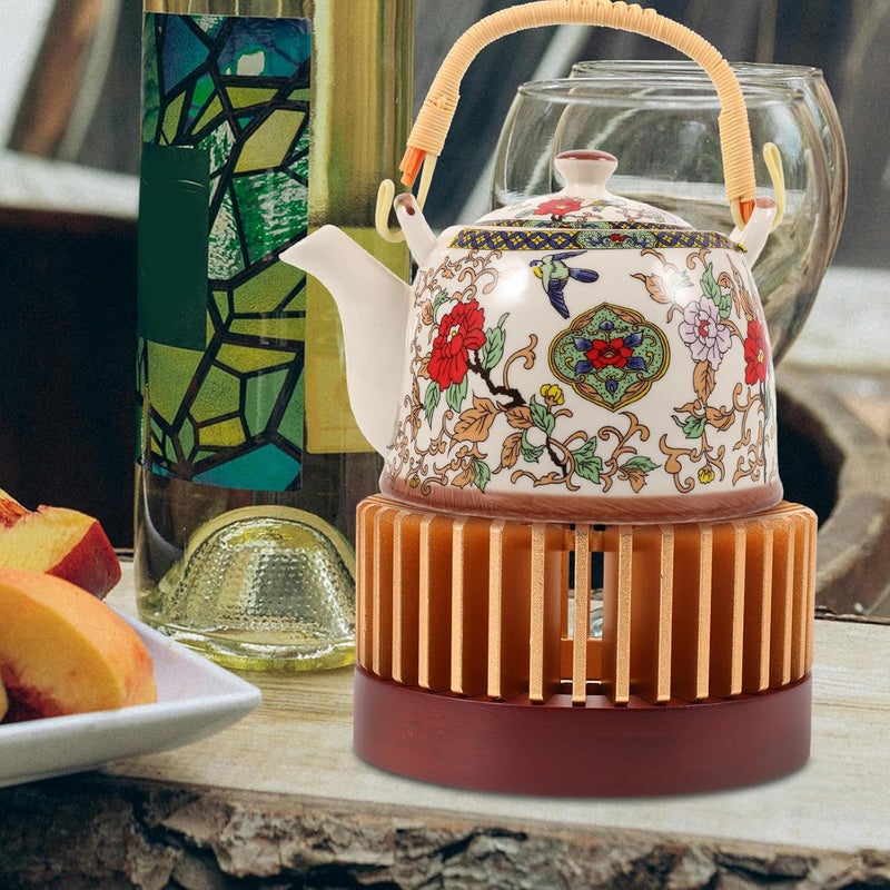 STAHAD Metal Teapot Warmer Base 11cm Diameter Gold Alloy Teapot Heater with Candle Holder Household Tea Pot Warmer for Coffee and Tea Accessories - Image 4