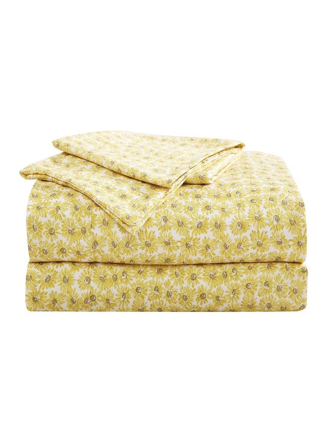 Betsey Johnson - Queen Sheet Set, Soft Bed Sheets with a Lightweight Feel, Fade & Wrinkle Resistant Bedding - 4 Piece Bed Set with Matching Pillowcases & Fitted Sheet (Sunflower Field Yellow) - Image 1