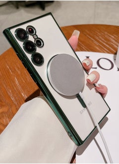 In Air Classic Plating Magnetic Magsafe Wireless Transparent Clear Case For Samsung Galaxy S23 Ultra Green  - Image 3