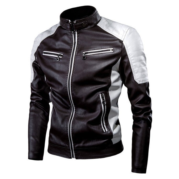 New Men'S Leather 2024 Autumn Wear Vertical Collar Motorsuit Fashion Leather Jacket Slim-Fit Trendy Men'S Top - Image 4