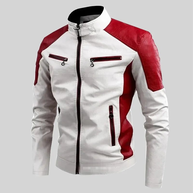 New Men'S Leather 2024 Autumn Wear Vertical Collar Motorsuit Fashion Leather Jacket Slim-Fit Trendy Men'S Top - Image 2