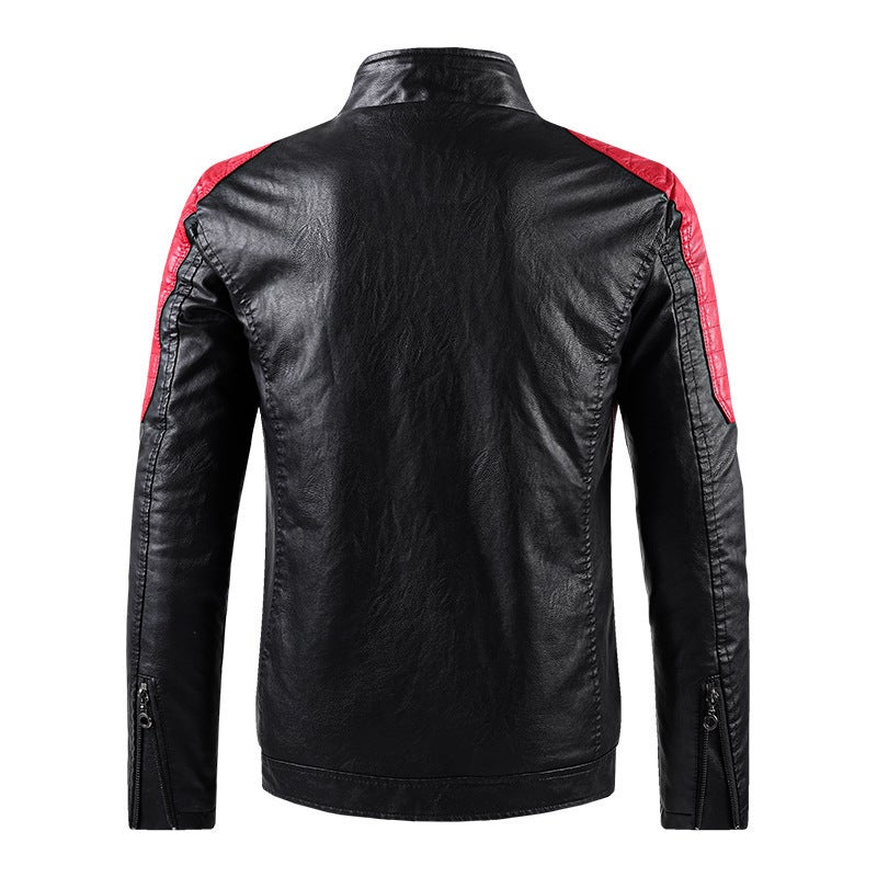 New Men'S Leather 2024 Autumn Wear Vertical Collar Motorsuit Fashion Leather Jacket Slim-Fit Trendy Men'S Top - Image 5