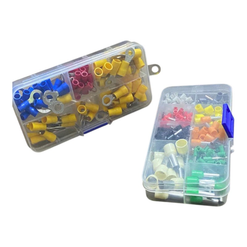 Insulated Electrical Wire Terminal Kit, Multicolor, 0.5 to 16mm², Ring and Tube, with Storage Box.