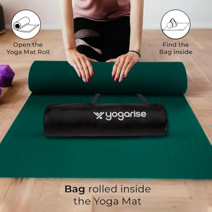 YOGARISE 6Mm Anti-Skid Yoga Mat With Carry Bag & Strap For Home Gym & Outdoor Workout, Water-Resistant, Soft, Easy To Fold (Bottle Green) - Image 4