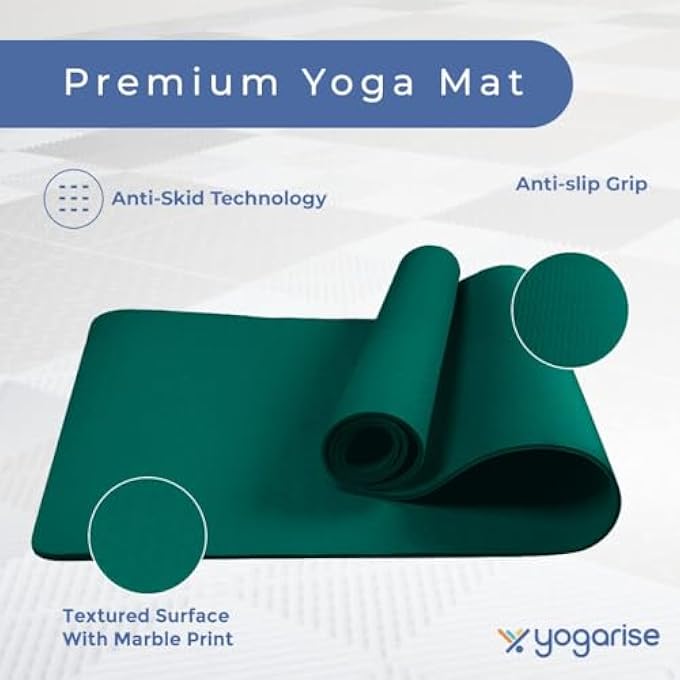 YOGARISE 6Mm Anti-Skid Yoga Mat With Carry Bag & Strap For Home Gym & Outdoor Workout, Water-Resistant, Soft, Easy To Fold (Bottle Green) - Image 3