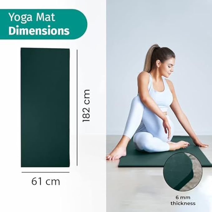 YOGARISE 6Mm Anti-Skid Yoga Mat With Carry Bag & Strap For Home Gym & Outdoor Workout, Water-Resistant, Soft, Easy To Fold (Bottle Green) - Image 5