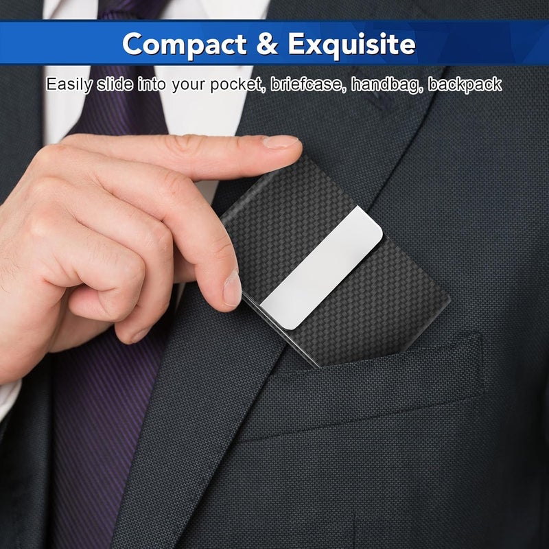 DMFLY Business Card Holder with Ultra Slim Design, Business Card Case with Premium PU Leather, Suit Pocket Metal Card Holder for Women/Men, Magnetic Closure Quick Access Cards, Small and Easy to Carry - Image 2