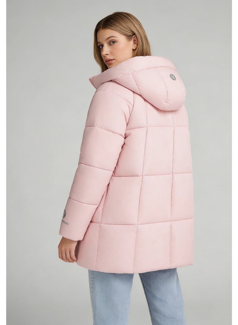 لولوليمون سترة قطنية مغطأة من لولو لونغلاين - معطف شتوي دافئ من اللون الوردي الفاتح مع تصميم مبطن وجيوب سحابية ، دافئ جدا وخفيفة الوزن ، لينة للغاية - Image 5