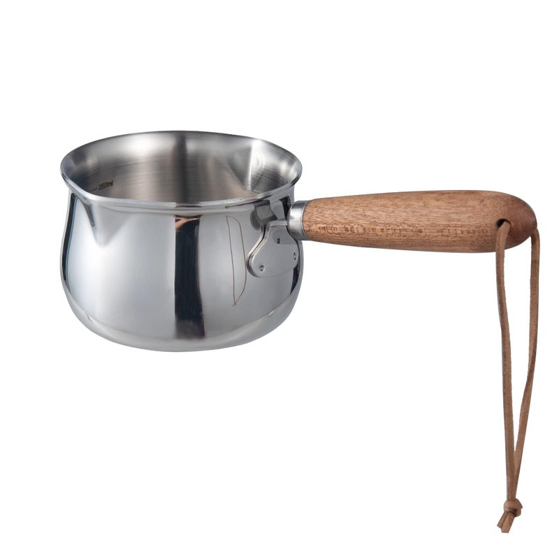 IMEEA Mini Milk Warmer Pot 85oz250ml Butter Warmer SUS304 TriPly Stainless Steel Small Milk Saucepan with Wood Handle