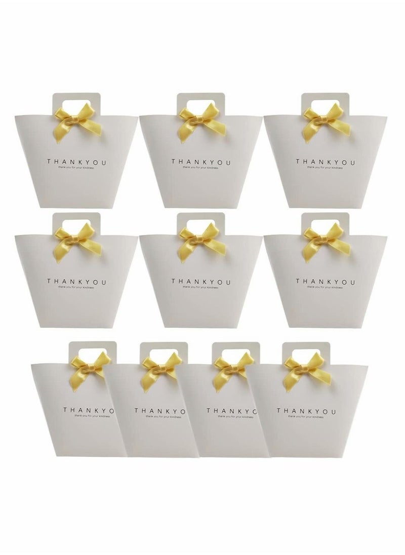 صناديق هدايا من ورق كرافت، 10 قطع صناديق حلوى كرافت لحفلات الزفاف مع شريط قوس، صناديق صغيرة محمولة لعمل هدايا حفلات الزفاف والحفلات - Image 1