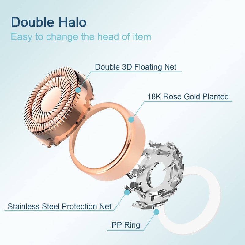 innobeaut Women's Facial Hair Remover Replacment Heads Generation 2 Double Halo Perfect for Finishing Touch Flawless Gen 2 Facial Hair Removal,18K Gold-Plated 4-pc Pack - Image 3