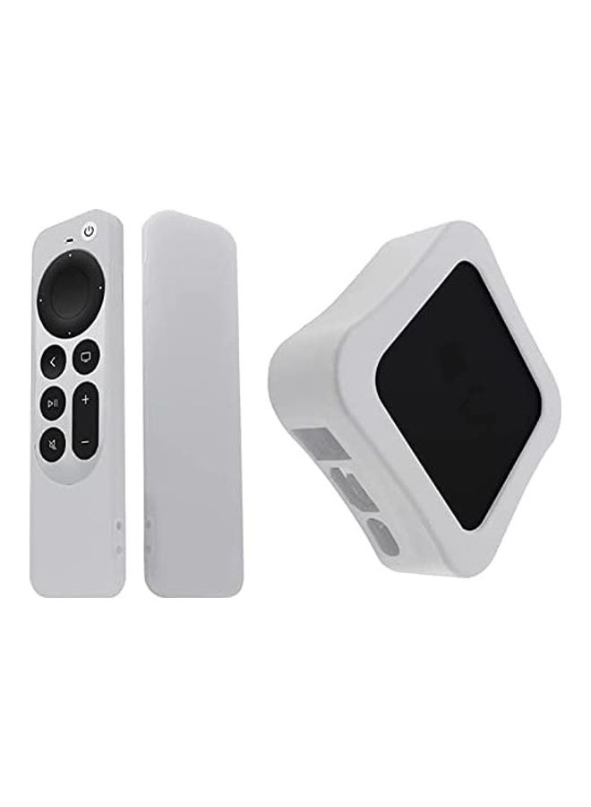 غطاء حماية من السيليكون لجهاز أبل تي في 4K 2021 بجهاز تحكم عن بعد أبيض - Image 1