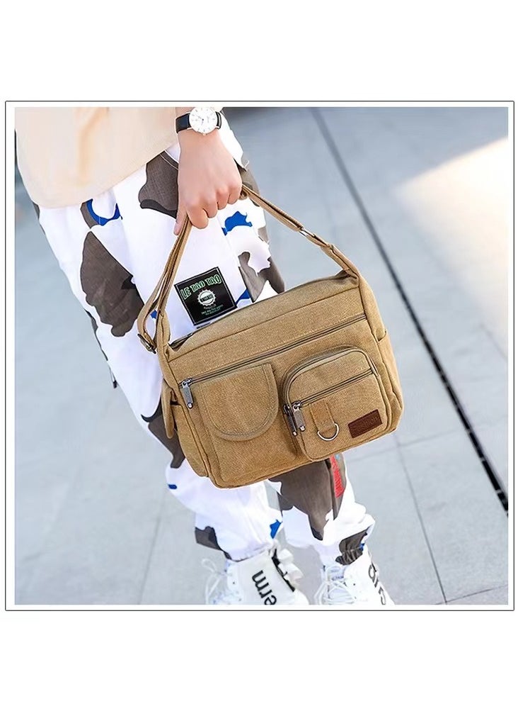 Goolsky - Women's Canvas Tote Purse Shoulder Crossbody Bag Small Handbag Multi-pocket Top Handle Work Bags - Image 1