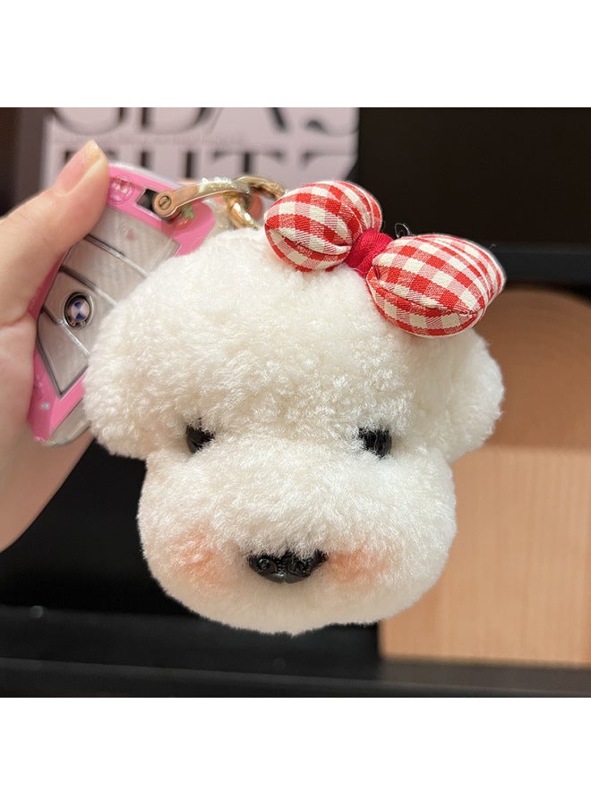 Real Wool Cute Dog Car Keychain Pendant Plush Doll Teddy Bear Bag Hanging Ornaments Birthday Gift-Color:Main Color - Image 4