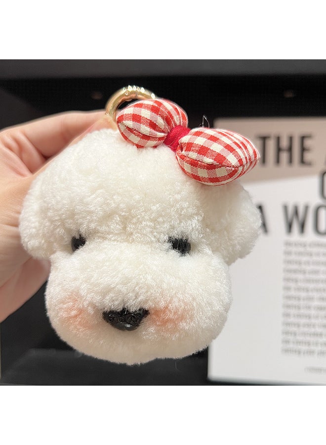 Real Wool Cute Dog Car Keychain Pendant Plush Doll Teddy Bear Bag Hanging Ornaments Birthday Gift-Color:Main Color - Image 2