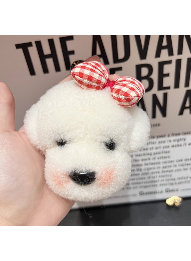 Real Wool Cute Dog Car Keychain Pendant Plush Doll Teddy Bear Bag Hanging Ornaments Birthday Gift-Color:Main Color - Image 5