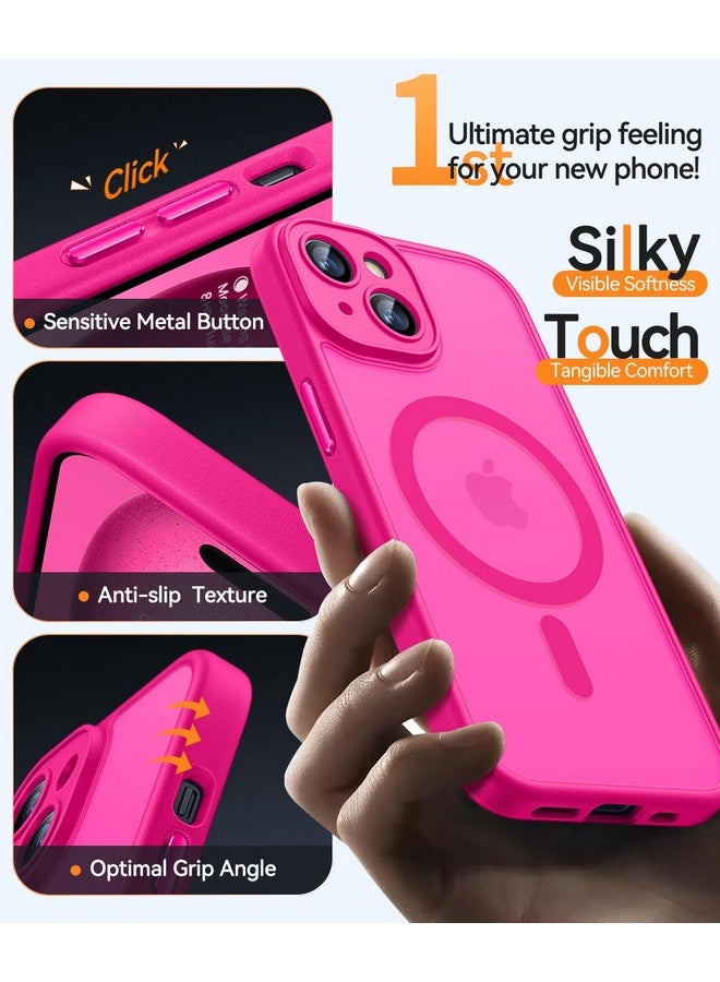 CANSHN CANSHN Magnetic for iPhone 15 Case, Upgraded [Full Camera Protection] [Compatible with Magsafe] [Translucent Matte] Shockproof Protective Phone Case for iPhone 15 6.1" - Hot Pink  - Image 4