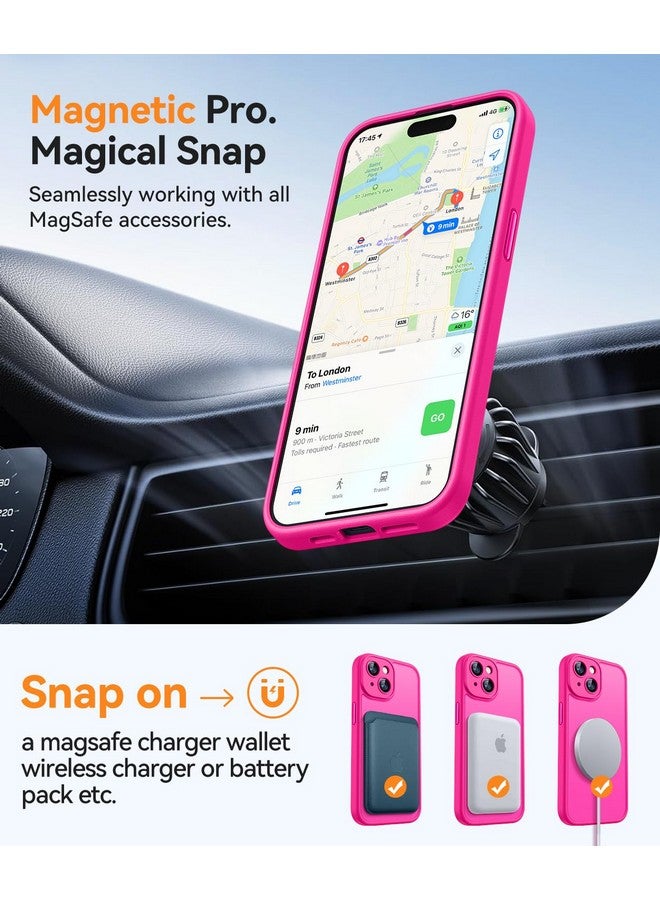 CANSHN CANSHN Magnetic for iPhone 15 Case, Upgraded [Full Camera Protection] [Compatible with Magsafe] [Translucent Matte] Shockproof Protective Phone Case for iPhone 15 6.1" - Hot Pink  - Image 3