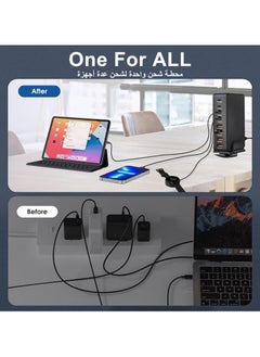 NIBEMINENT 240W USB C Charger Charging Station - 4 Type-C Ports (100W, 3x 30W) and 4 USB Ports (QC18W) - GaN Technology - Certified for Macbook, iPhone, Galaxy, iPad, Honor and More - 1.5m Power Cord  - Image 4