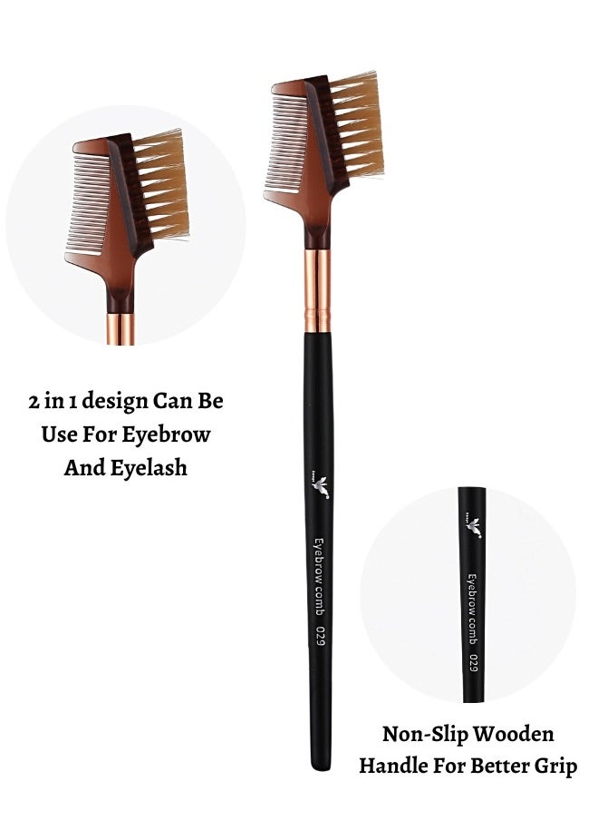 daroge - Dual Head Eyelash And Eyebrow Comb Brush Rose Gold/Black - Image 1