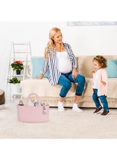 Hihonor Baby Diaper Caddy Organizer for Girl Boy,Rope Nursery Storage Bin Basket,Portable Holder Tote Bag for Changing Table Car Travel Baby Shower Gifts Newborn Essentials Registry Must Have Items(pink)  - Image 4