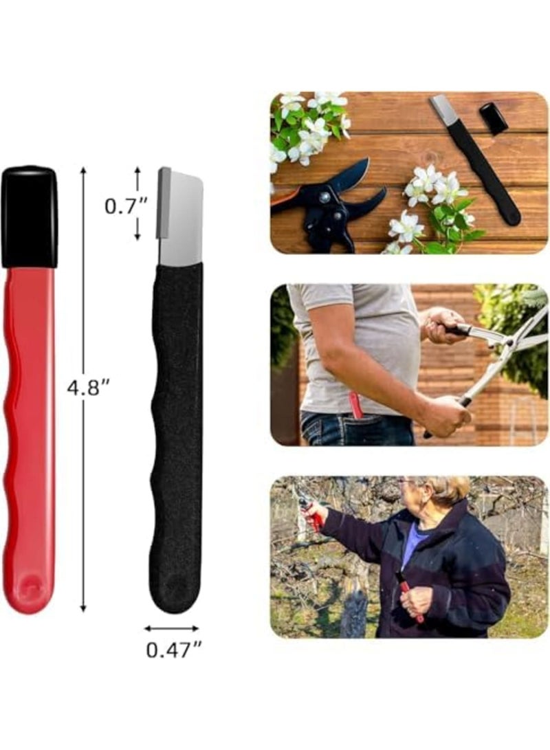 Barakah مُسنِّن أدوات الحديقة، أداة شحذ الشفرات لقصات التحوط، المقصات، السكاكين، محمولة صغيرة للحدائق، الفناء، أدوات الزراعة، صيانة الحدائق (عبوة 2، أسود وأحمر) - Image 5