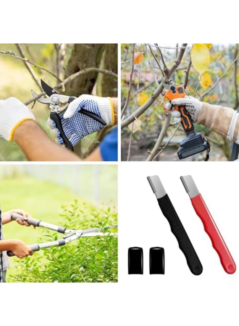 Barakah مُسنِّن أدوات الحديقة، أداة شحذ الشفرات لقصات التحوط، المقصات، السكاكين، محمولة صغيرة للحدائق، الفناء، أدوات الزراعة، صيانة الحدائق (عبوة 2، أسود وأحمر) - Image 2