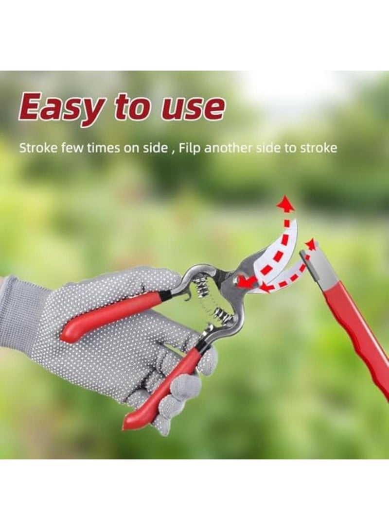 Barakah مُسنِّن أدوات الحديقة، أداة شحذ الشفرات لقصات التحوط، المقصات، السكاكين، محمولة صغيرة للحدائق، الفناء، أدوات الزراعة، صيانة الحدائق (عبوة 2، أسود وأحمر) - Image 4