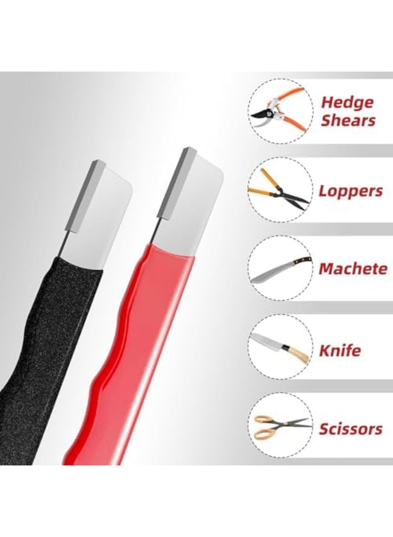 Barakah مُسنِّن أدوات الحديقة، أداة شحذ الشفرات لقصات التحوط، المقصات، السكاكين، محمولة صغيرة للحدائق، الفناء، أدوات الزراعة، صيانة الحدائق (عبوة 2، أسود وأحمر) - Image 3