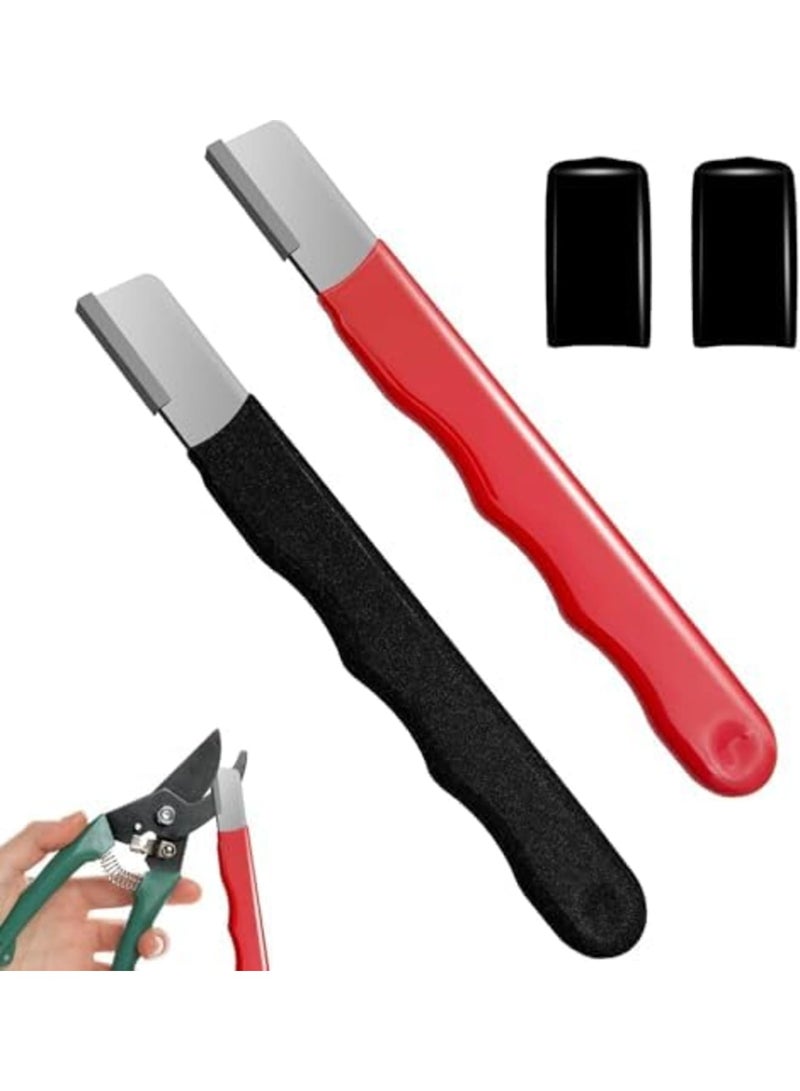 Barakah مُسنِّن أدوات الحديقة، أداة شحذ الشفرات لقصات التحوط، المقصات، السكاكين، محمولة صغيرة للحدائق، الفناء، أدوات الزراعة، صيانة الحدائق (عبوة 2، أسود وأحمر) - Image 1