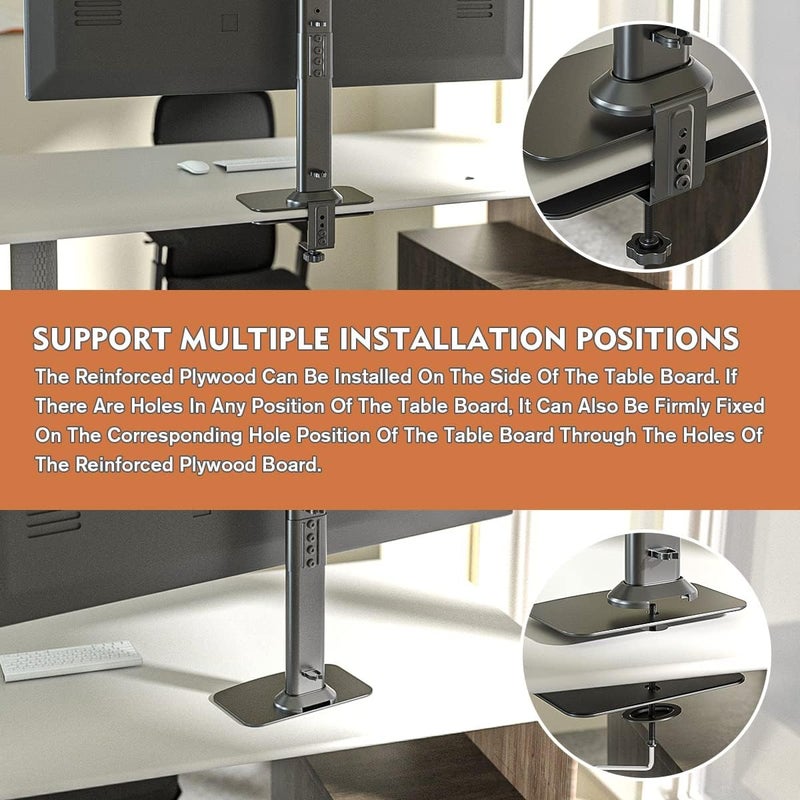 Hemudu Monitor Mount Reinforcement Plate for Thin, Glass and Other Fragile Tabletop, Steel Bracket Plate Fits Most Monitor Stand C Clamp Installation HD05B-001 - Image 3
