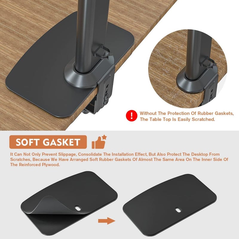Hemudu Monitor Mount Reinforcement Plate for Thin, Glass and Other Fragile Tabletop, Steel Bracket Plate Fits Most Monitor Stand C Clamp Installation HD05B-001 - Image 2