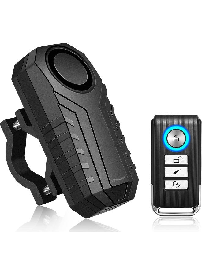 WSDCAM Anti-Theft Bike Alarm with Mount, 113dB Burglar Vibration Motorcycle Bicycle Alarm Security System Waterproof Cycle Bike Alarm with Remote - Image 1