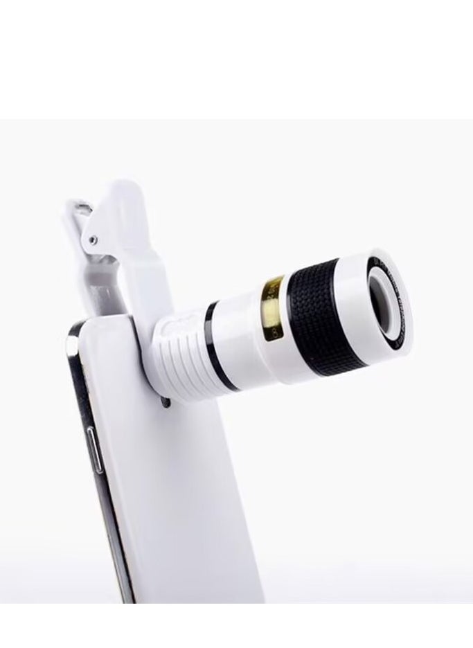 Mobile phone camera lens, 8X/12X universal clip on high-definition lens, compatible with all types of smartphones