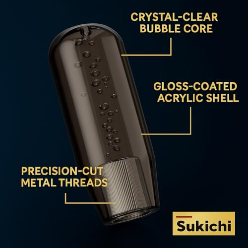 Medirich Lifesciences Sukichi® Car Gear Knob Stylish 15 cm | Universal Car Gear Shift Knob | Auto Transmission Stick Shifter | Car Interior Accessory | Anti Slip Gear Shift Knob | (Long Bubble, Black) - Image 5