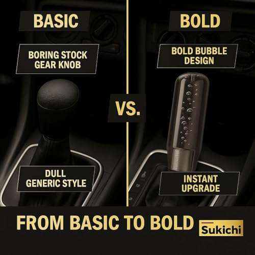 Medirich Lifesciences Sukichi® Car Gear Knob Stylish 15 cm | Universal Car Gear Shift Knob | Auto Transmission Stick Shifter | Car Interior Accessory | Anti Slip Gear Shift Knob | (Long Bubble, Black) - Image 4