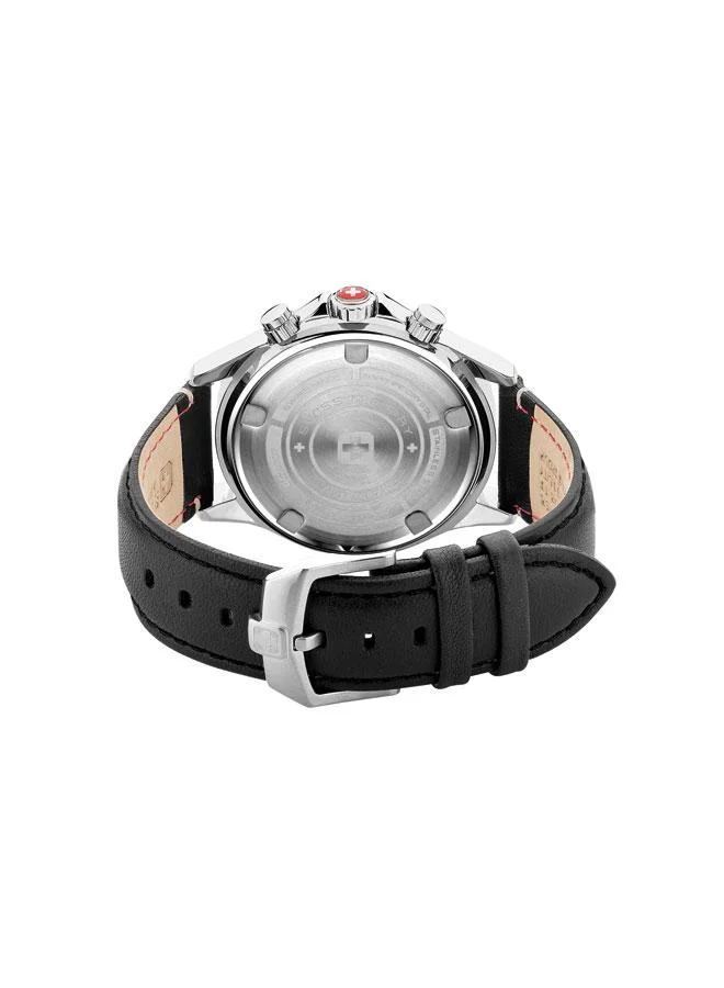 سويس ميليتري هانوا Flagship X Chrono 43mm Men's Watch with Black Genuine Leather Strap