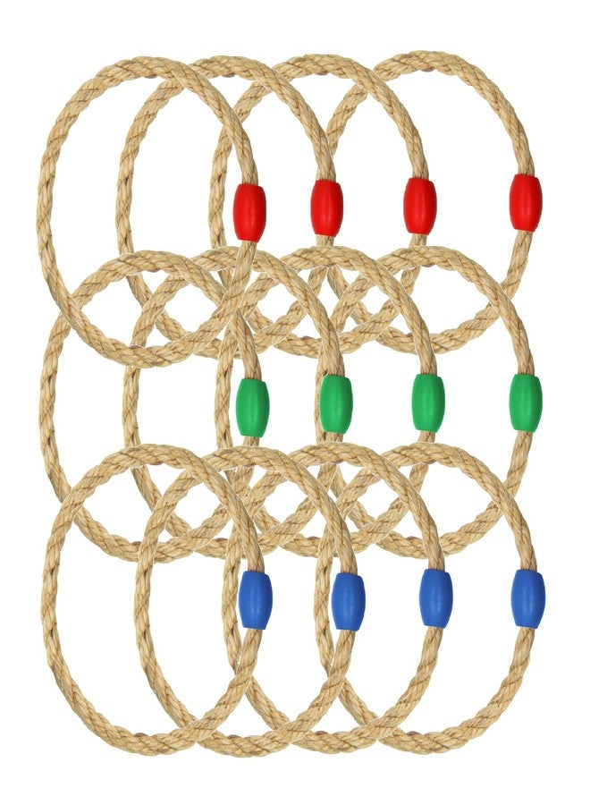 DONZWIYES 12 Pack Sisal Rope Ring Toss Game Replacement Parts for Adults and Kids, Outdoor Toss Rings for Agility Practice and Speed Game and Yard Games and Lawn Games for Party (3 Colors-Red Green Blue) - Image 1