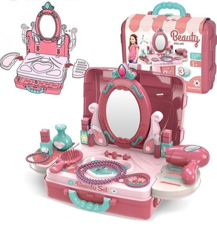 Toddler Beautydresser Playset Princess Makeup Table Toy Role Play Gift for Girls Age Three and Up - Image 2