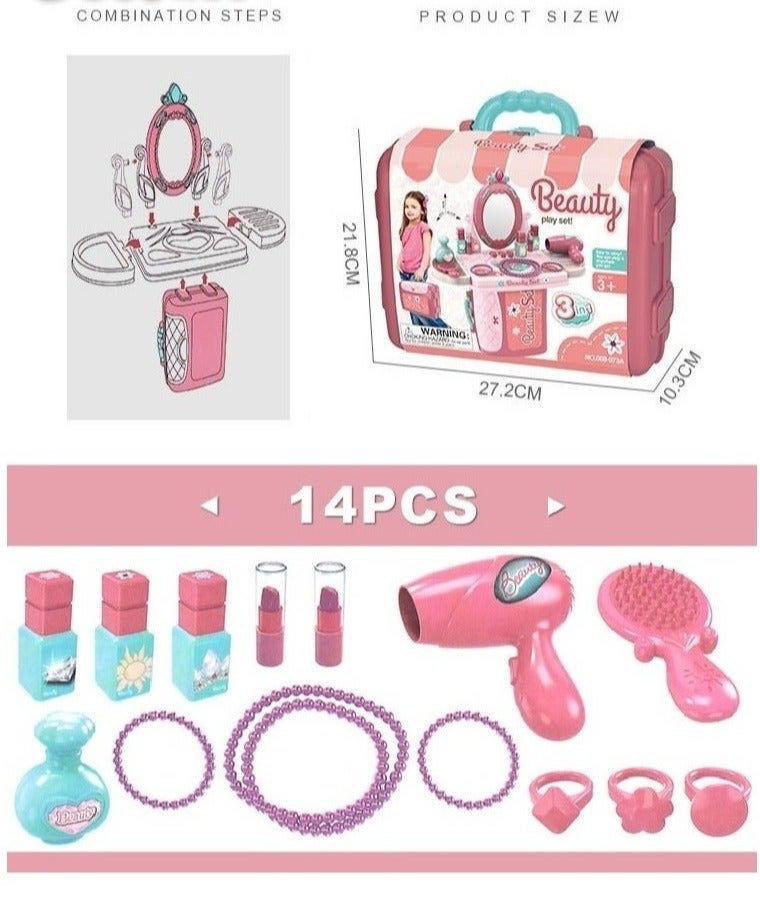 Toddler Beautydresser Playset Princess Makeup Table Toy Role Play Gift for Girls Age Three and Up - Image 3