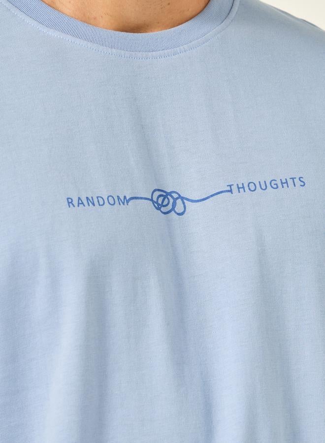 Styli Slogan Print Round Neck Oversized T-Shirt  - Image 4
